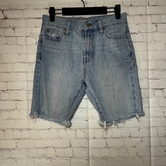 Madewell Pants - Madewell The Perfect Summer Jean Light‎ Wash High Rise Raw Hem Denim Shorts 26